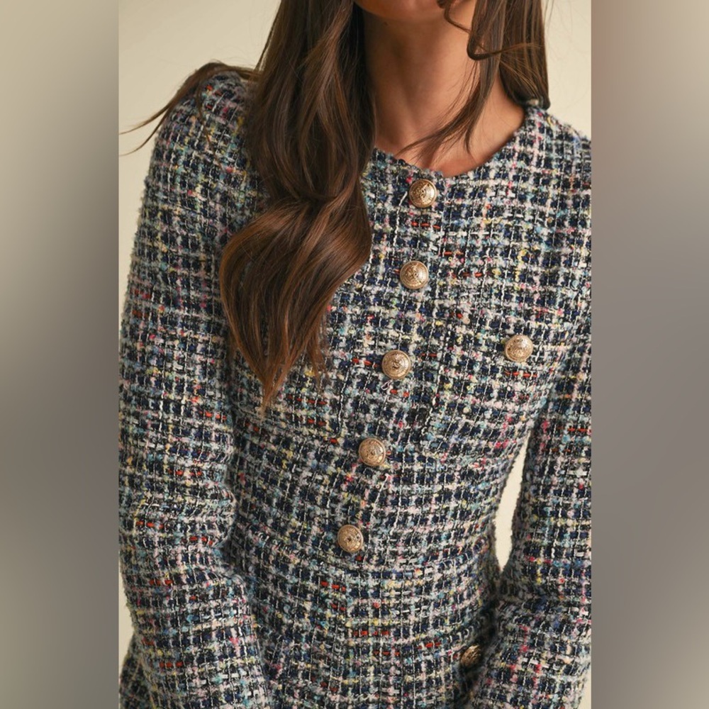 Chic Multicolor Tweed Jumper - Picture 3 of 6